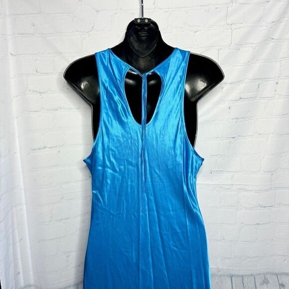 NEW Rails cobalt blue silky satin open tie back Solene midi dress size large - Picture 4 of 9